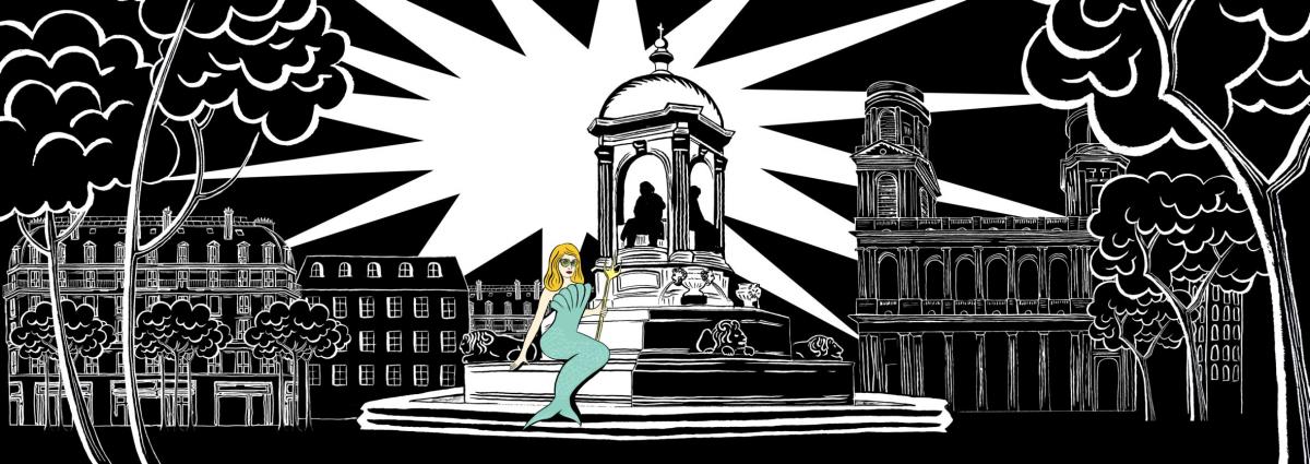 Описание:  Vitrine Le Bon MarchВ 160 ans Marjane Satrapi Catherine deneuve.jpg